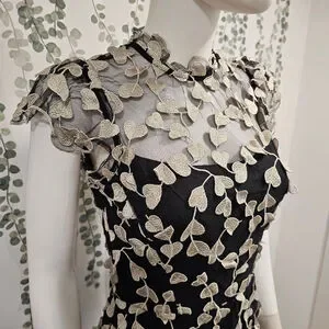 Shoshanna Dresses Shoshanna Black And Gold Liberty Dress Midi